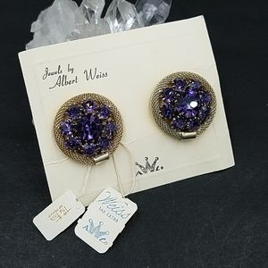 Vintage Weiss Purple Earrings on Original Card